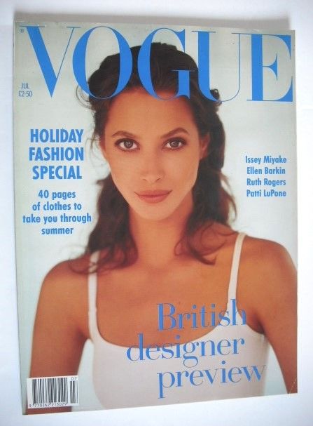 British Vogue magazine - July 1993 - Christy Turlington cover
