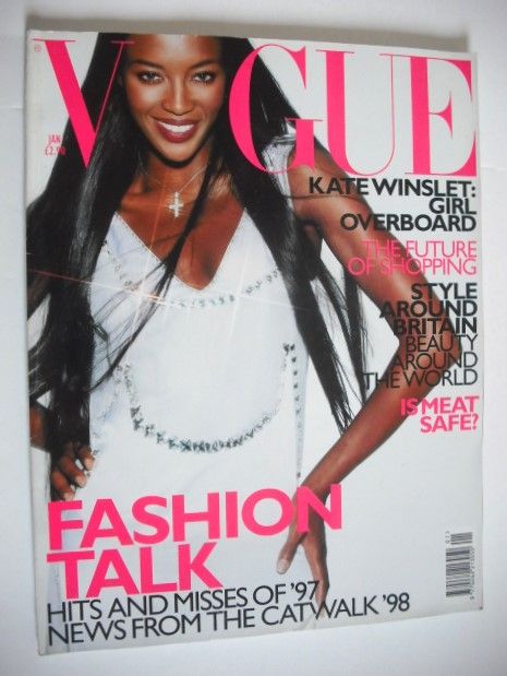 British Vogue magazine - January 1998 - Naomi Campbell cover
