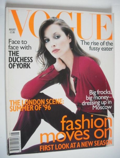 British Vogue magazine - August 1996 - Christy Turlington cover