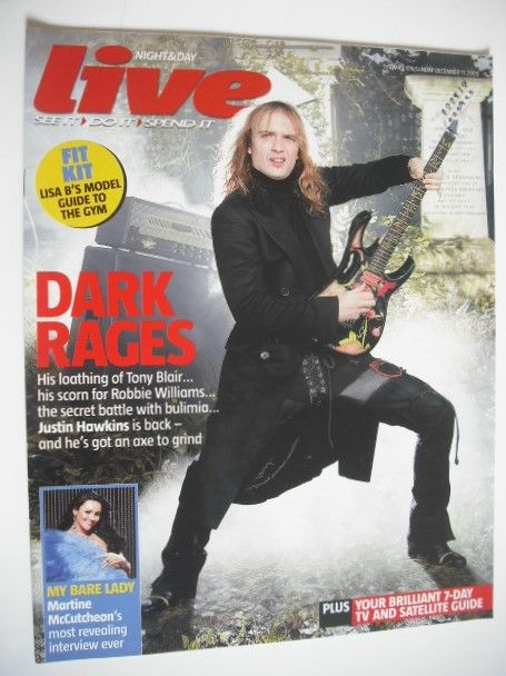Live magazine - Justin Hawkins cover (11 December 2005)