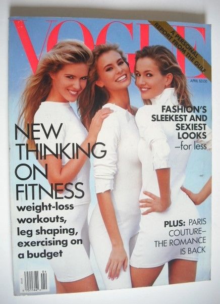 US Vogue magazine - April 1991 - Judit Masco, Niki Taylor and Karen Mulder cover