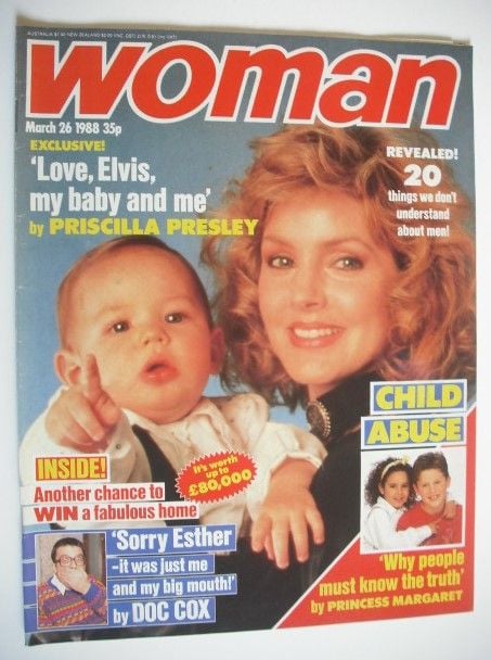 <!--1988-03-26-->Woman magazine - Priscilla Presley cover (26 March 1988)