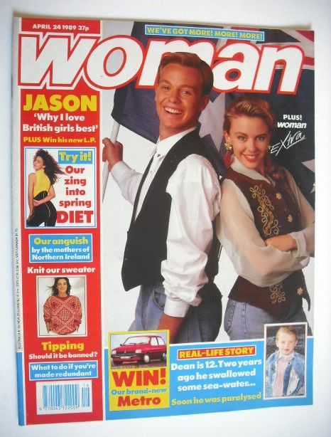 <!--1989-04-24-->Woman magazine - Jason Donovan and Kylie Minogue cover (24