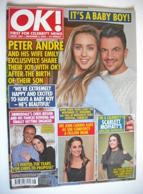 <!--2016-12-06-->OK! magazine - Peter Andre and wife Emily cover (29 Novemb