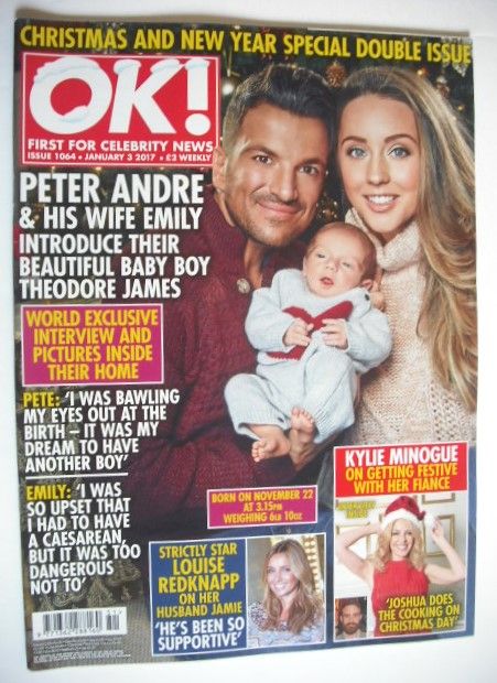 OK! magazine - Peter Andre, wife Emily and baby cover (3 January 2017 - Issue 1064)