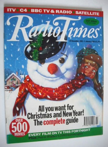 Radio Times magazine - Snowman cover (19 December 1992 - 1 January 1993, East Anglia Edition)