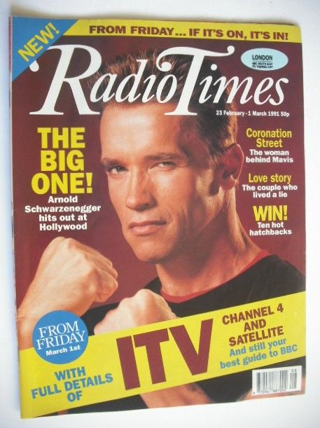 <!--1991-02-23-->Radio Times magazine - Arnold Schwarzenegger cover (23 Feb