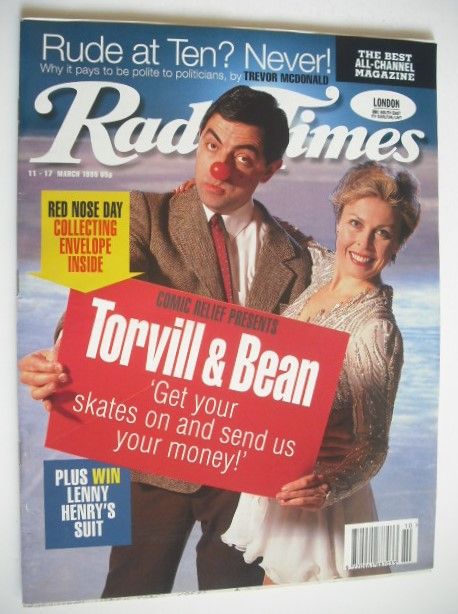 Radio Times magazine - Jayne Torvill and Rowan Atkinson cover (11-17 March 1995)
