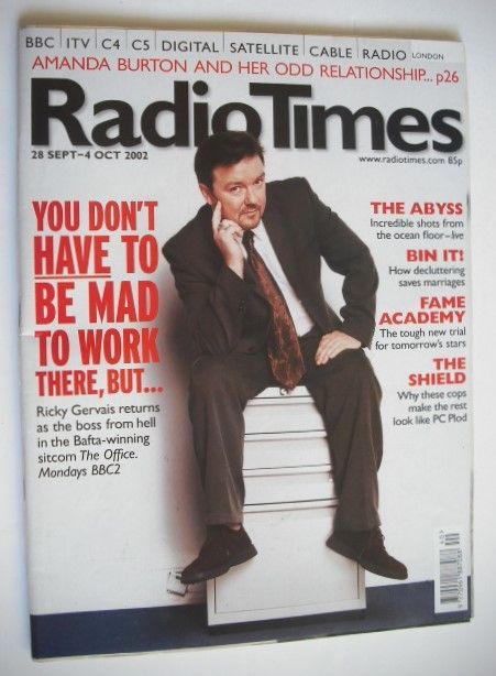 <!--2002-09-28-->Radio Times magazine - Ricky Gervais cover (28 September -