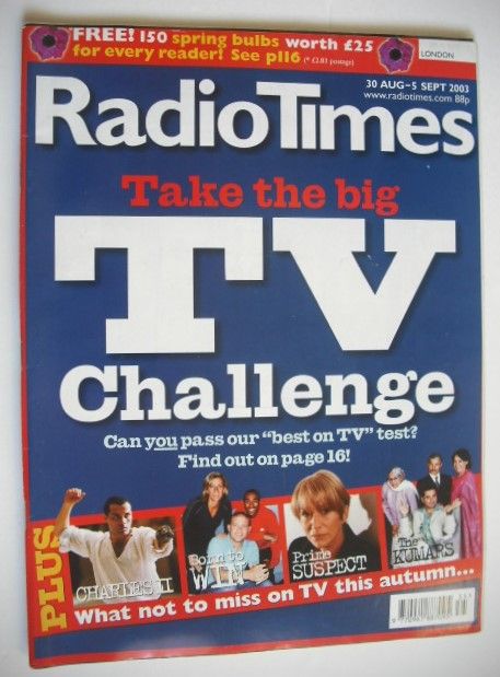 Radio Times magazine - Take The Big TV Challenge cover (30 August - 5 September 2003)