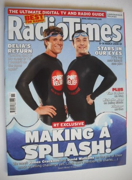 Radio Times magazine - James Cracknell and David Walliams cover (8-14 March 2008)