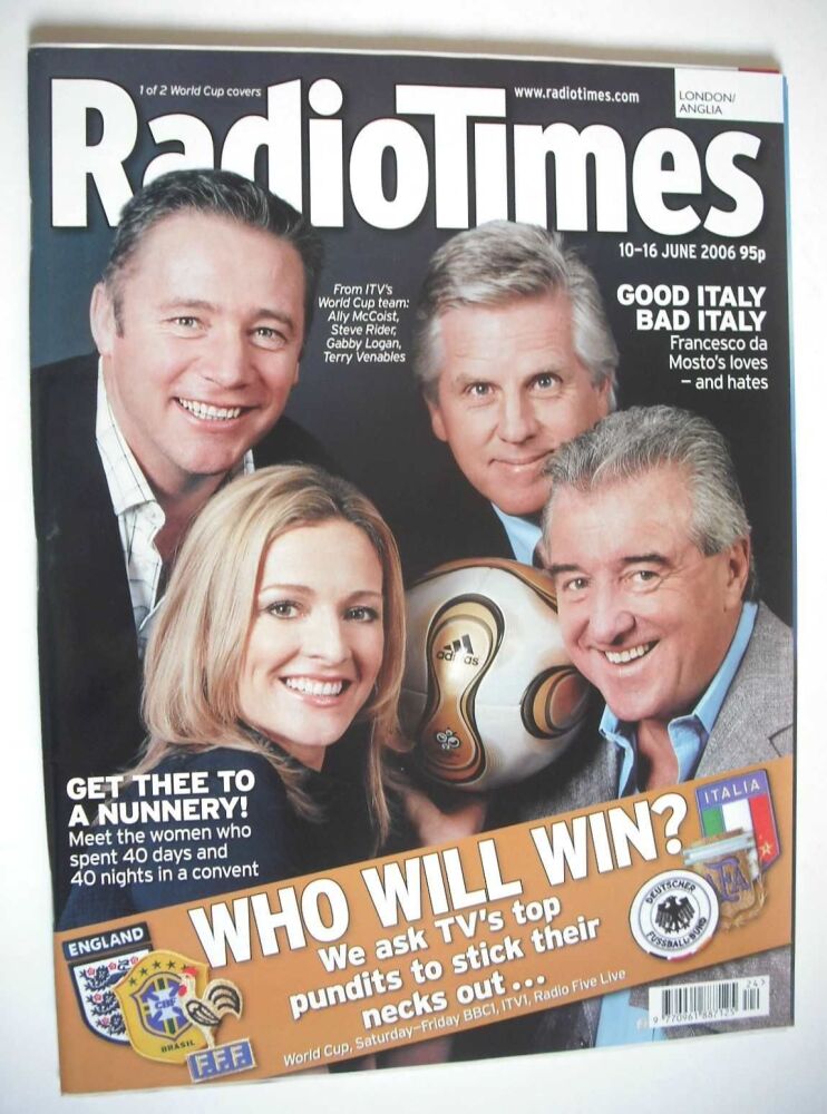 Radio Times magazine - Ally McCoist, Steve Rider, Gabby Logan and Terry Venables cover (10-16 June 2006)