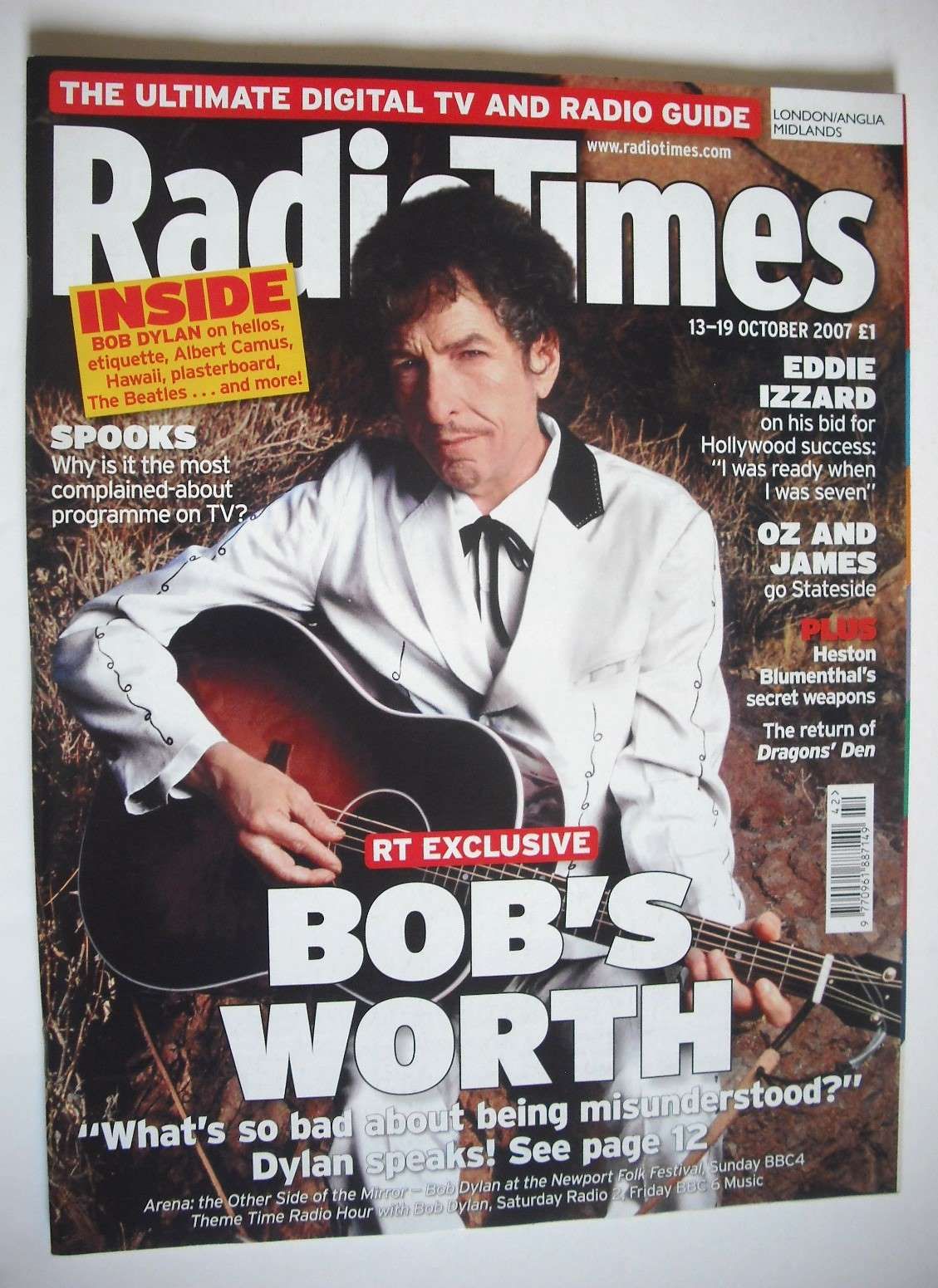 <!--2007-10-13-->Radio Times magazine - Bob Dylan cover (13-19 October 2007