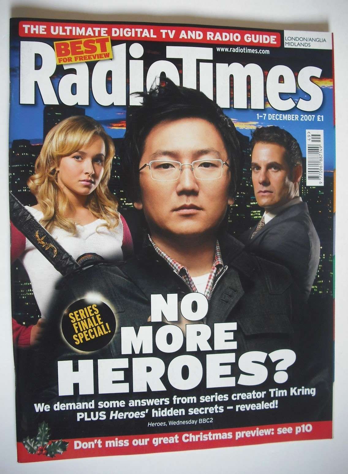 <!--2007-12-01-->Radio Times magazine - Heroes cover (1-7 December 2007)