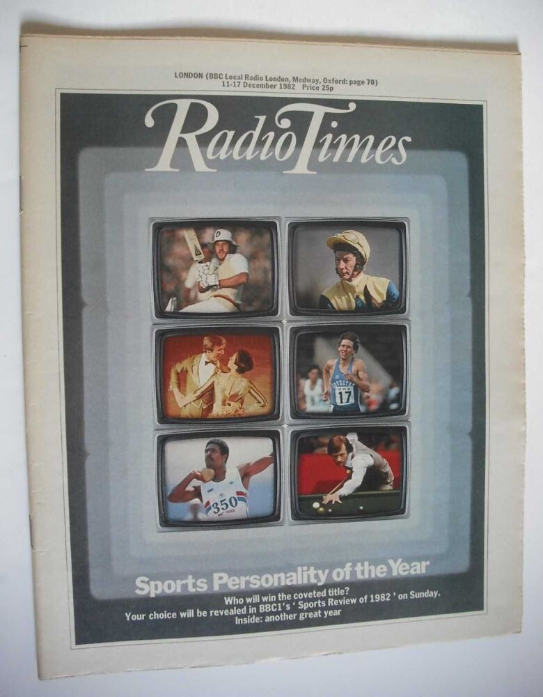 Radio Times magazine - Sports Personality Of The Year cover (11-17 December 1982)