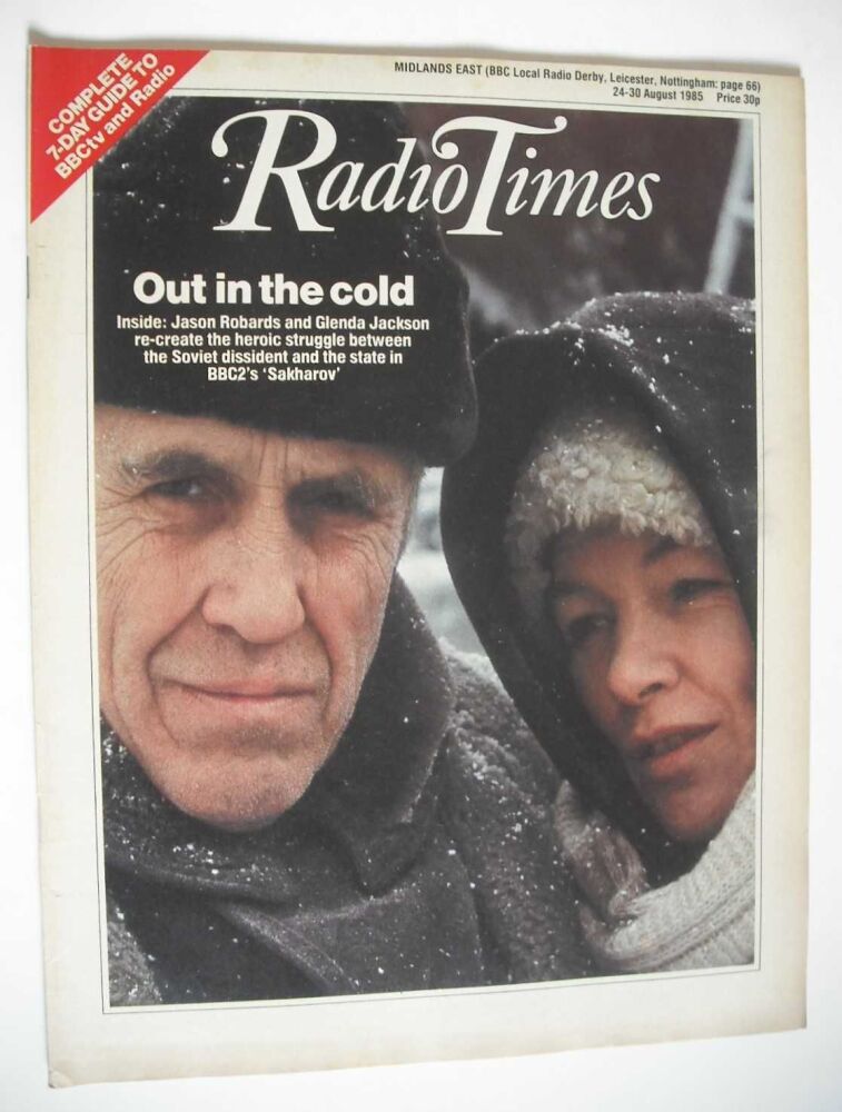 Radio Times magazine - Jason Robards and Glenda Jackson cover (24-30 August 1985)
