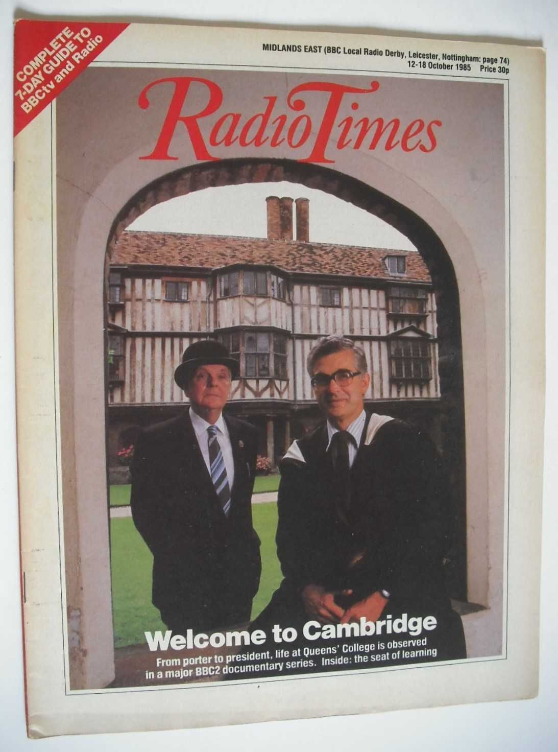 <!--1985-10-12-->Radio Times magazine - Welcome to Cambridge cover (12-18 O