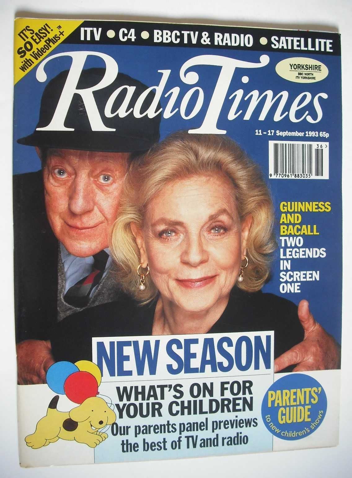 <!--1993-09-11-->Radio Times magazine - Alec Guinness and Lauren Bacall cov