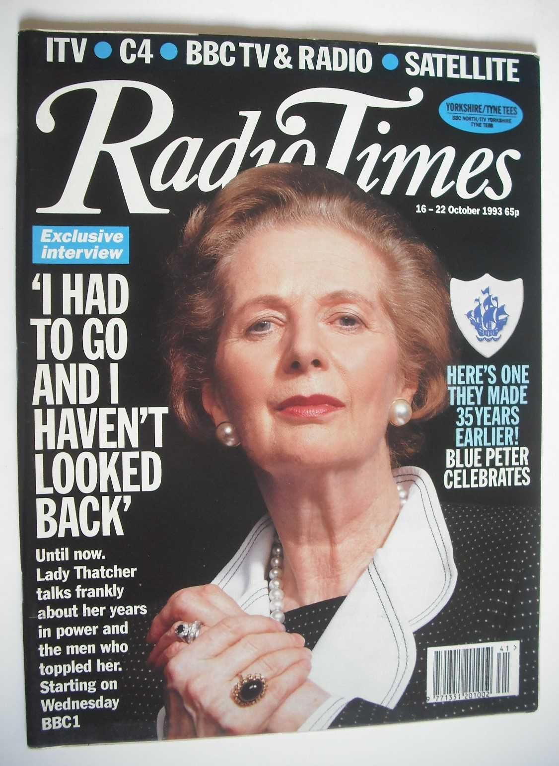<!--1993-10-16-->Radio Times magazine - Margaret Thatcher cover (16-22 Octo