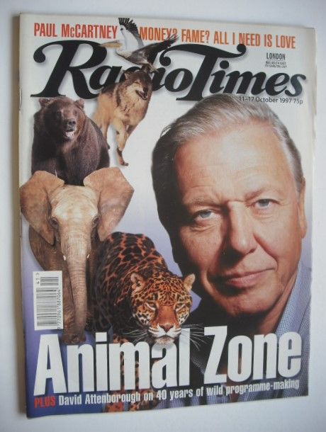 Radio Times magazine - David Attenborough cover (11-17 October 1997)