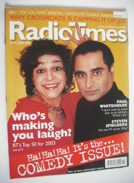 <!--2003-01-11-->Radio Times magazine - Meera Syal and Sanjeev Bhaskar cove