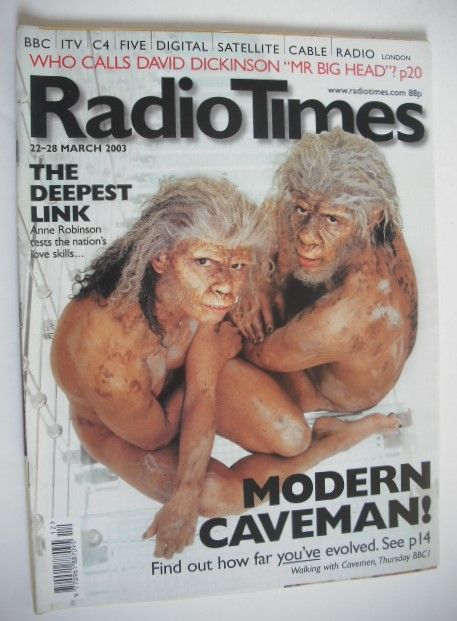 Radio Times magazine - Modern Caveman cover (22-28 March 2003)