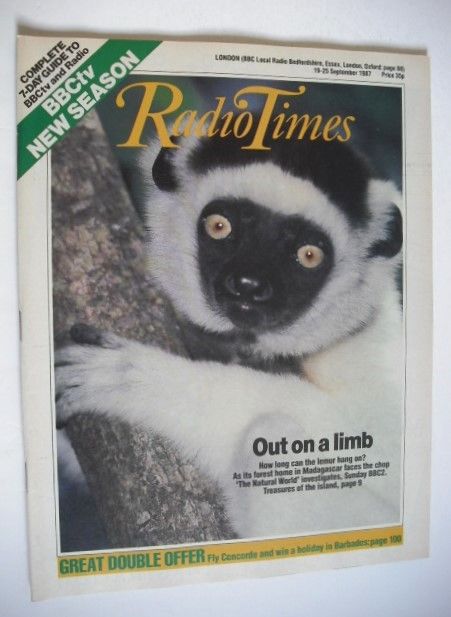 Radio Times magazine - Lemur cover (19-25 September 1987)