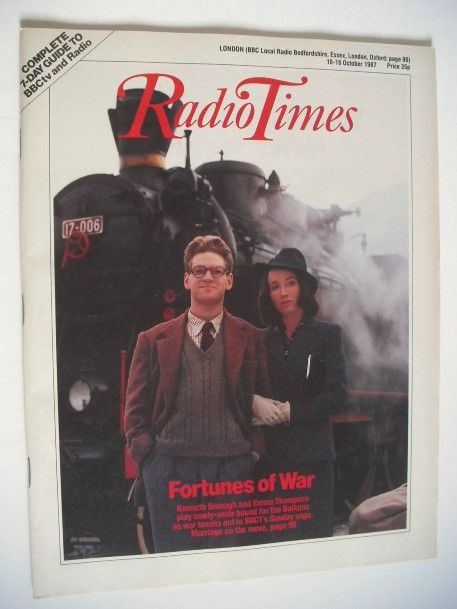 Radio Times magazine - Kenneth Branagh and Emma Thompson cover (10-16 October 1987)
