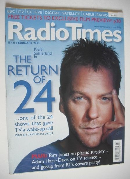 Radio Times magazine - Kiefer Sutherland cover (15-21 February 2003)