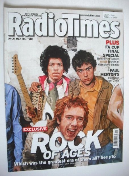 Radio Times magazine - Rock Of Ages cover Jimi Hendrix, Damon Albarn, Johnny Rotten (John Lydon) (19-25 May 2007)