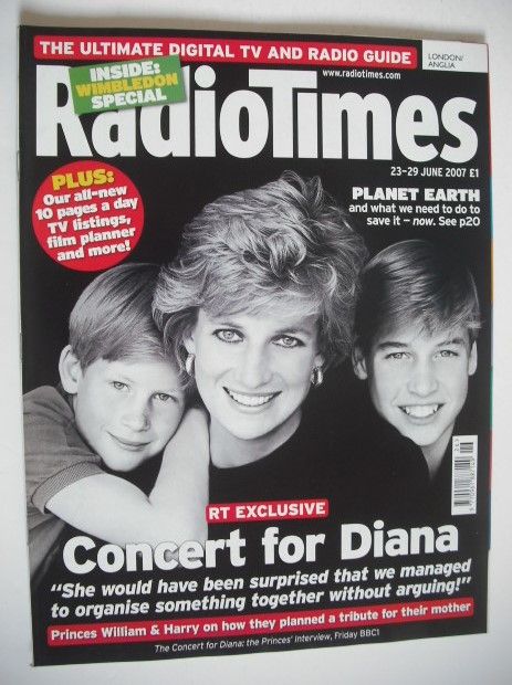 Radio Times magazine - Prince Harry, Princess Diana and Prince William cover (23-29 June 2007)
