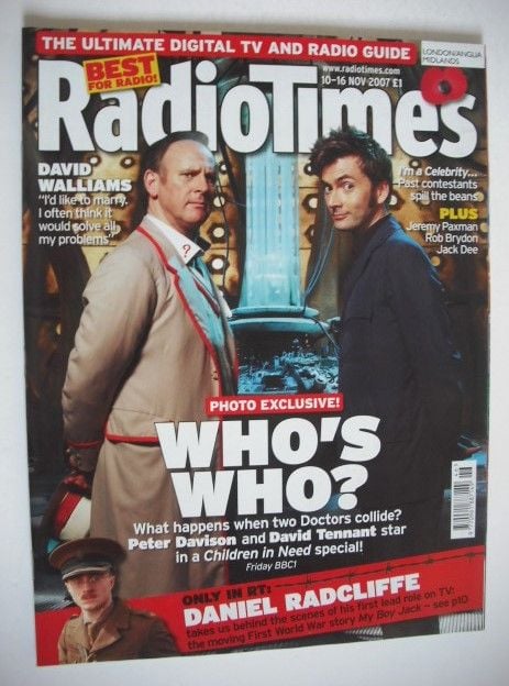 Radio Times magazine - David Tennant and Peter Davison cover (10-16 November 2007)