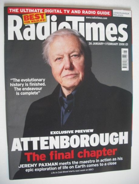 Radio Times magazine - David Attenborough cover (26 January-1 February 2008)
