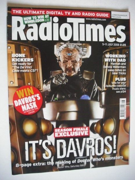 <!--2008-07-05-->Radio Times magazine - Doctor Who Davros cover (5-11 July 