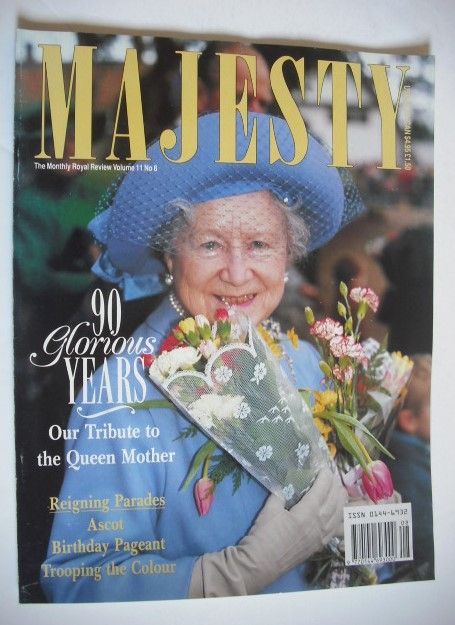 Majesty magazine - The Queen Mother cover (August 1990 - Volume 11 No 8)