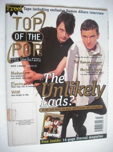 Top Of The Pops magazine - Tony Mortimer and Brett Anderson cover (March 1995 - First Issue)