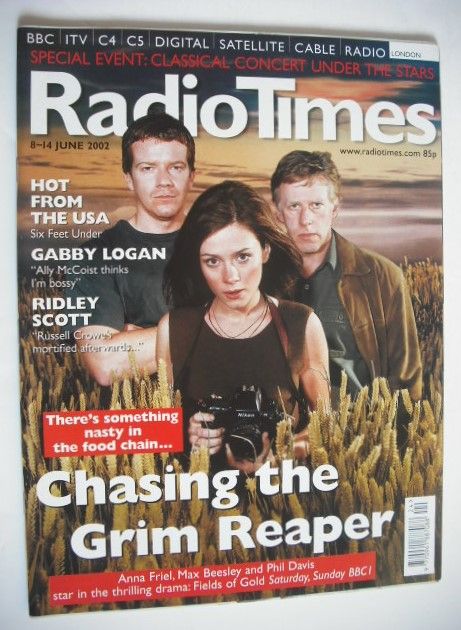 Radio Times magazine - Anna Friel, Max Beesley and Phil Davis cover (8-14 June 2002)