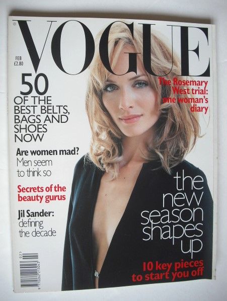 British Vogue magazine - February 1996 - Amber Valletta cover