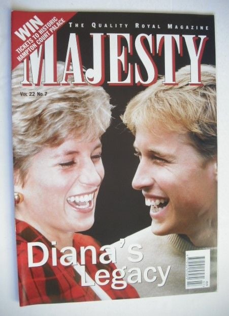 Majesty magazine - Princess Diana / Prince William cover (July 2001 - Volume 22 No 7)