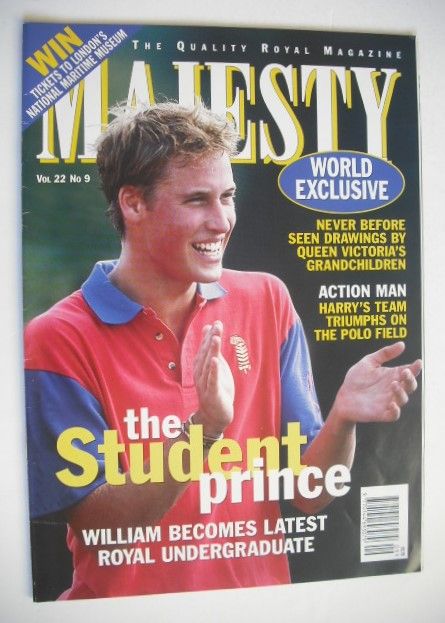 Majesty magazine - Prince William cover (September 2001 - Volume 22 No 9)