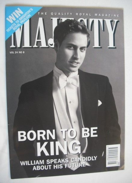 Majesty magazine - Prince William cover (August 2003 - Volume 24 No 8)