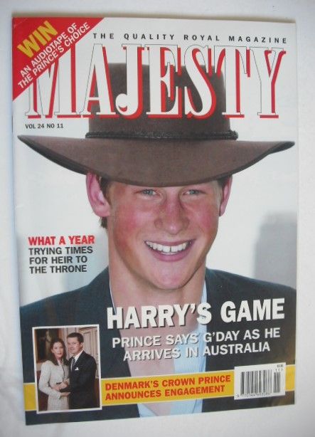 <!--2003-11-->Majesty magazine - Prince Harry cover (November 2003 - Volume
