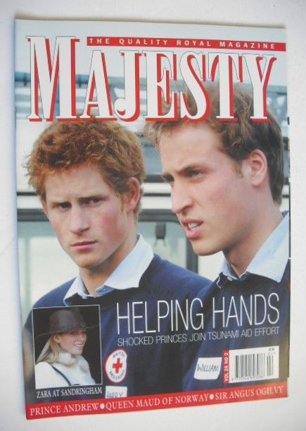 <!--2005-02-->Majesty magazine - Prince Harry and Prince William cover (Feb