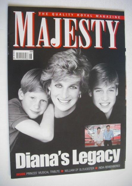 Majesty magazine - Princess Diana, Prince Harry and Prince William cover (August 2007 - Volume 28 No 8)