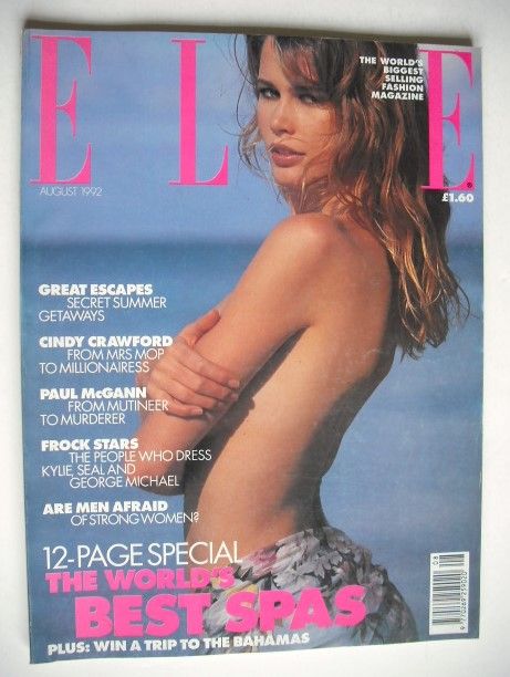 British Elle magazine - August 1992 - Claudia Schiffer cover