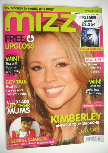 <!--2009-03-19-->MIZZ magazine - Kimberley Walsh cover (19 March - 1 April 
