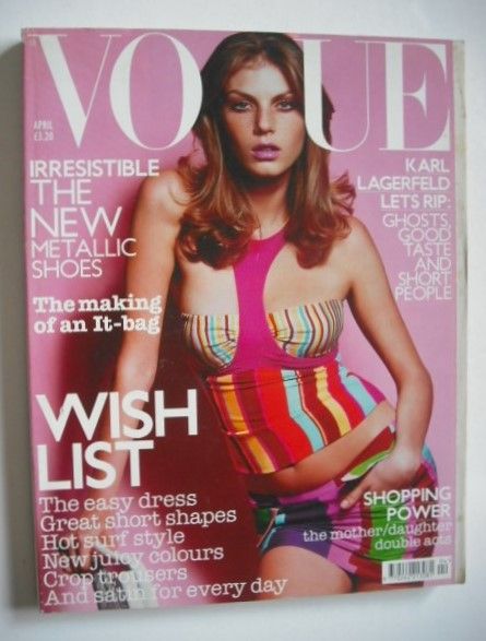 British Vogue magazine - April 2003 - Angela Lindvall cover