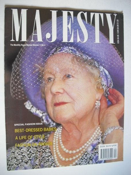 Majesty magazine - The Queen Mother cover (April 1990 - Volume 11 No 4)