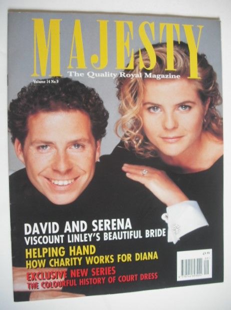Majesty magazine - David Linley and Serena Stanhope cover (September 1993 - Volume 14 No 9)
