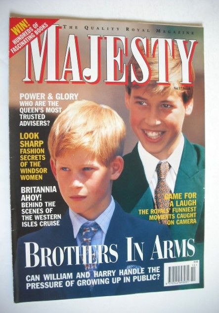 Majesty magazine - Prince William and Prince Harry cover (October 1996 - Volume 17 No 10)